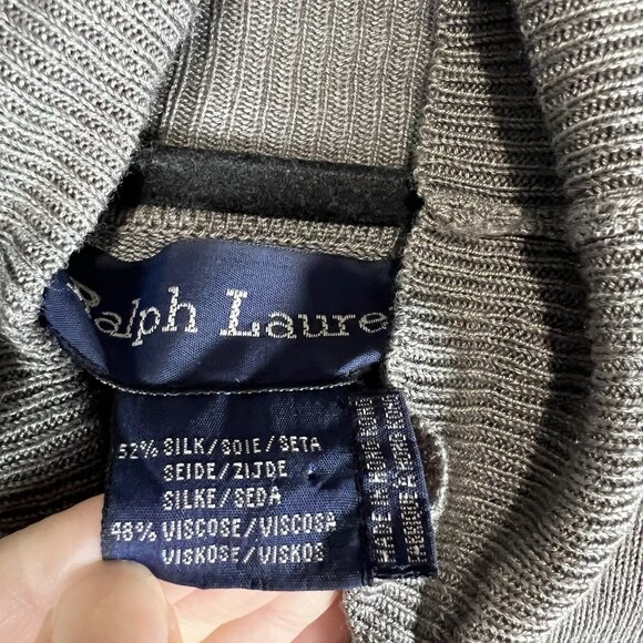 Ralph Lauren Gray Silk Blend Turtleneck Pullover Long Sleeve Women’s Medium - Picture 5 of 9